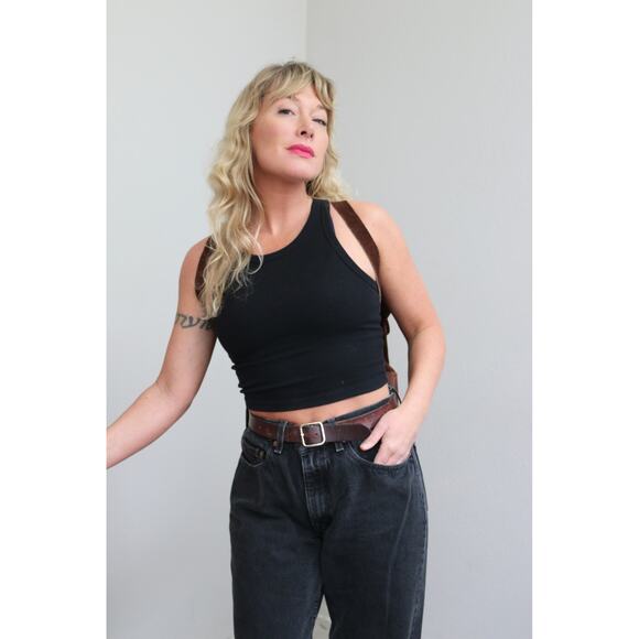 1990's Vintage Mexican Tooled Leather Suede Backpack Folk Artisan Embossed Bag - Picture 9 of 12